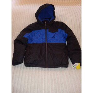 Nautica Puffer Coat Boys Size 14/16 Winter Hoodies Black Blue New with Tags